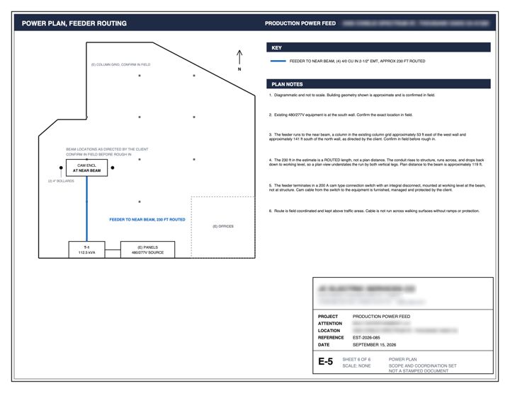 Feeder routing plan, client details hidden